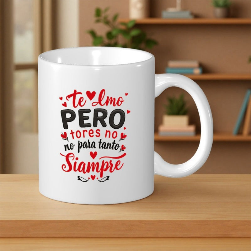 Tailorly White Ceramic 11 oz Mug - Minimalist White Ceramic Featuring Small Red Hearts And Bold Artistic Script Mug