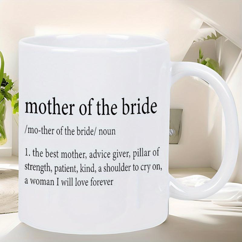 Tailorly White Ceramic 11 oz Mug - Mother Of The Bride Elegant Minimalist Dictionary Style Definition Layout Featuring Clean Black Script Sign