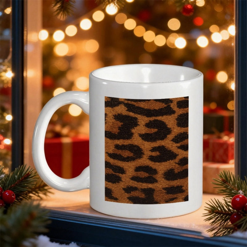Tailorly White Ceramic 11 oz Mug - Exotic Brown And Black Spotted Wild Animal Pattern Texture Leopard