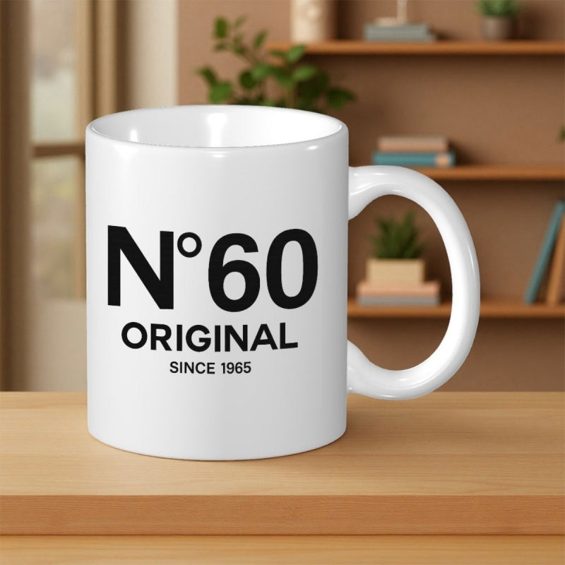 Tailorly White Ceramic 11 oz Mug - Original Since 1965 Minimalist With Bold Black Typography Anniversary Mug