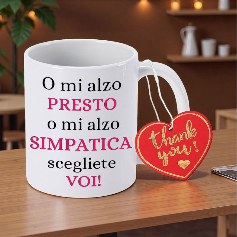 Tailorly White Ceramic 11 oz Mug - Thank You Minimalist White Ceramic Vessel With Vibrant Red Heart Tag Ornament Mug