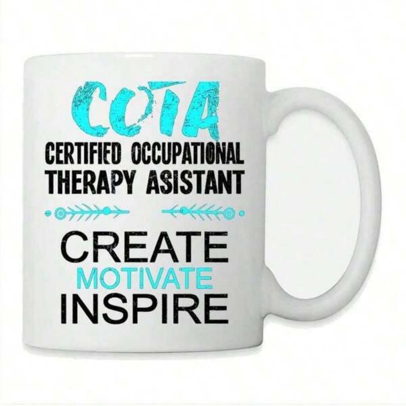 Tailorly White Ceramic 11 oz Mug - Cota Certified Occupational Therapy Assistant Create Motivate Inspire Minimalist Medical Theme Featuring Decorative Arrows With