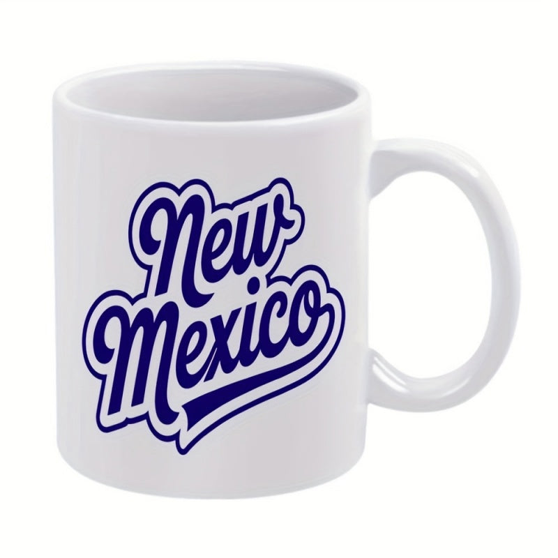 Tailorly White Ceramic 11 oz Mug - New Mexico Classic Vintage Style Blue Script Typography With Bold Clean Outlines Sign