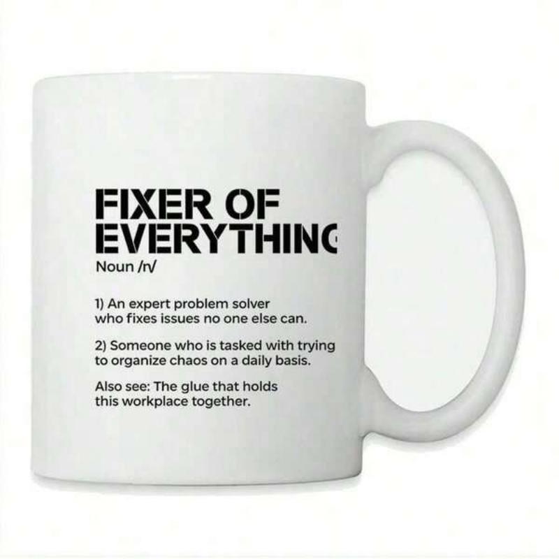Tailorly White Ceramic 11 oz Mug - Fixer Of Everything Minimalist Dictionary Definition Layout Printed On A Glossy Ceramic Surface