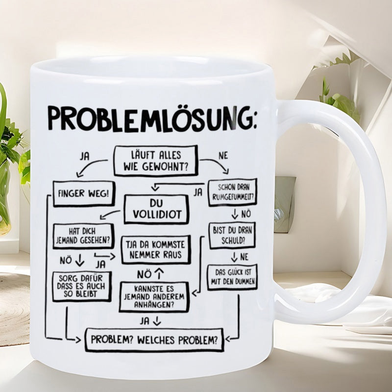 Tailorly White Ceramic 11 oz Mug - Minimalist Hand Drawn Black Flowchart Diagram Featuring Multiple Decision Boxes Mug