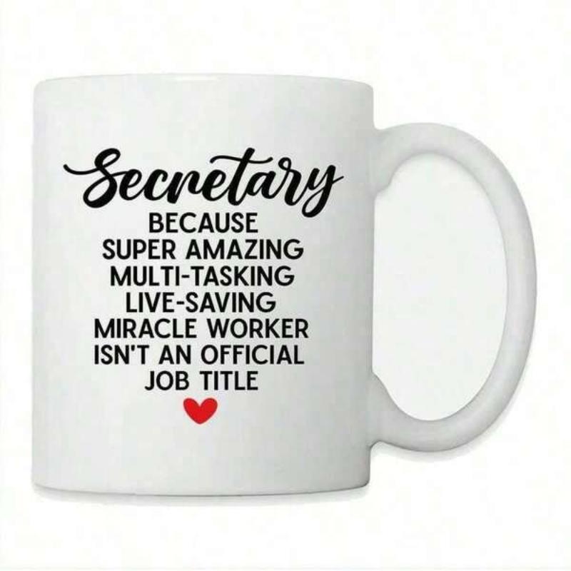 Tailorly White Ceramic 11 oz Mug - Secretary Because Super Amazing Multi Tasking Live Saving Miracle Worker Isnt An Official Job Title Small Red Heart Centered On