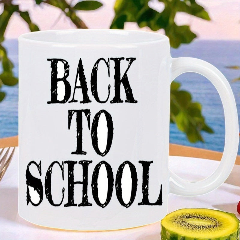 Tailorly White Ceramic 11 oz Mug - Back To School Classic White Ceramic Container With Vintage Distressed Typography Design Mug