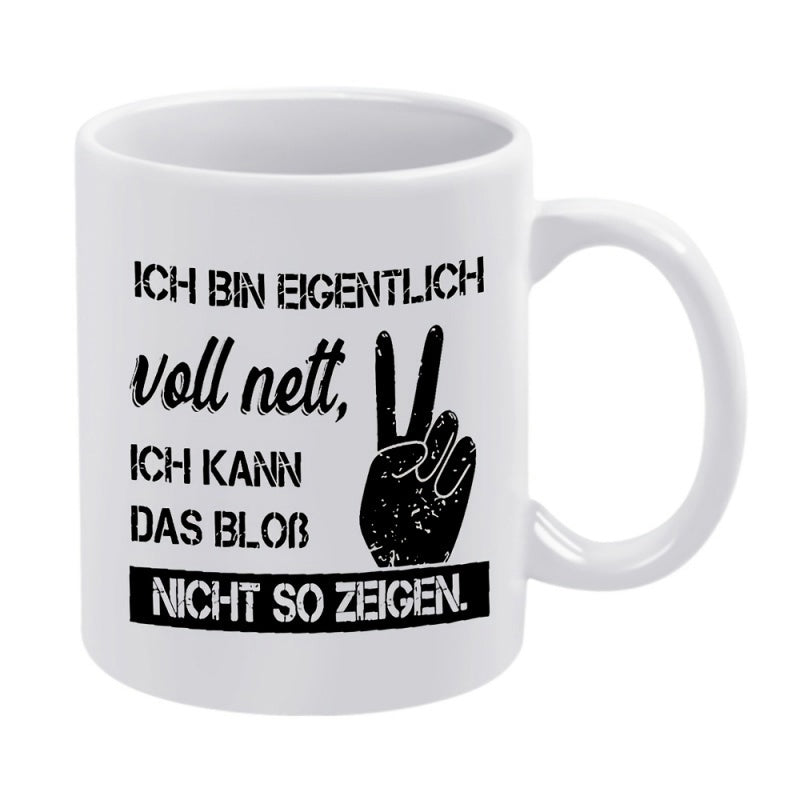 Tailorly White Ceramic 11 oz Mug - Vintage Distressed Style Human Hand Making A Peaceful Victory Sign Hand