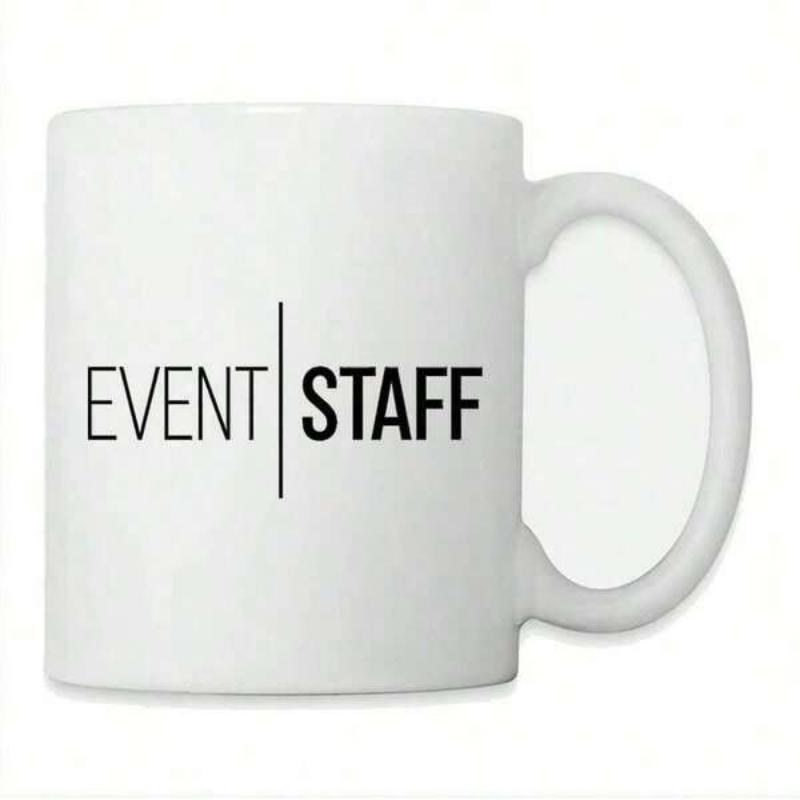Tailorly White Ceramic 11 oz Mug - Event Staff Clean Minimalist Black Typographic Text On