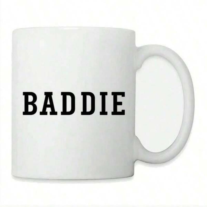 Tailorly White Ceramic 11 oz Mug - Baddie Bold Black Serif Lettering Centered On A Clean Minimalist