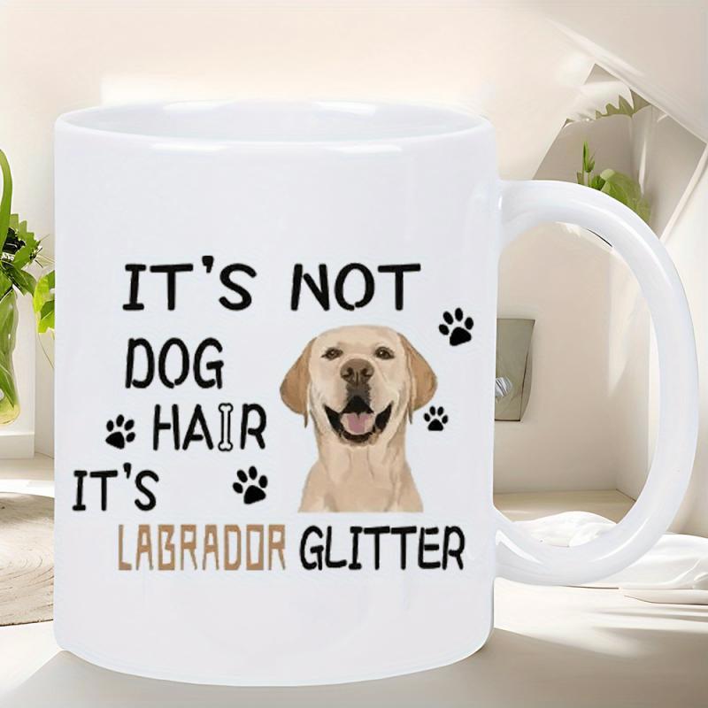 Tailorly White Ceramic 11 oz Mug - It's Not Dog Hair It's Labrador Glitter Happy Smiling Pet Face Featuring Small Paws And Bone Labrador