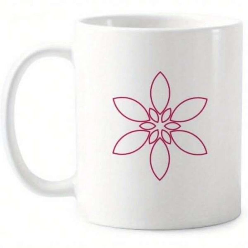 Tailorly White Ceramic 11 oz Mug - Minimalist Symmetrical Magenta Petal Outlines On A Pure White Background Flower