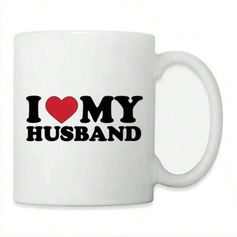 Tailorly White Ceramic 11 oz Mug - I My Husband Bold Black Lettering Featuring A Simple Red Heart Ceramic Mug