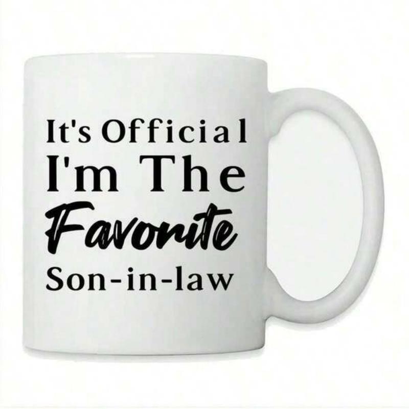Tailorly White Ceramic 11 oz Mug - Its Official Im The Favorite Son In Law Minimalist Black Typography Centered On A Clean Smooth Ceramic Surface Mug