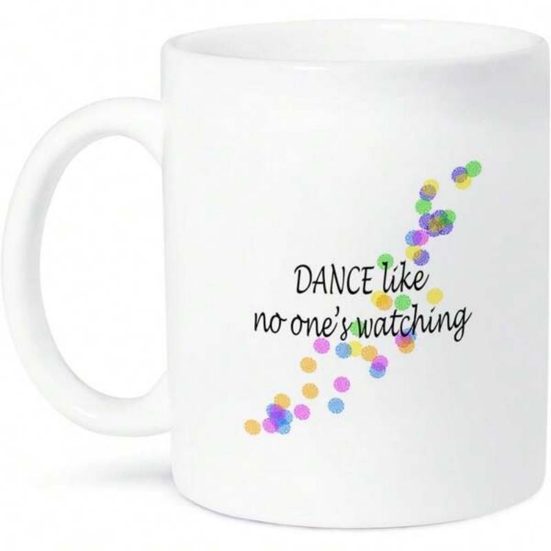 Tailorly White Ceramic 11 oz Mug - Dance Like No Ones Watching Vibrant Colorful Confetti Circles Floating Through A Joyful Airy Atmosphere Confetti