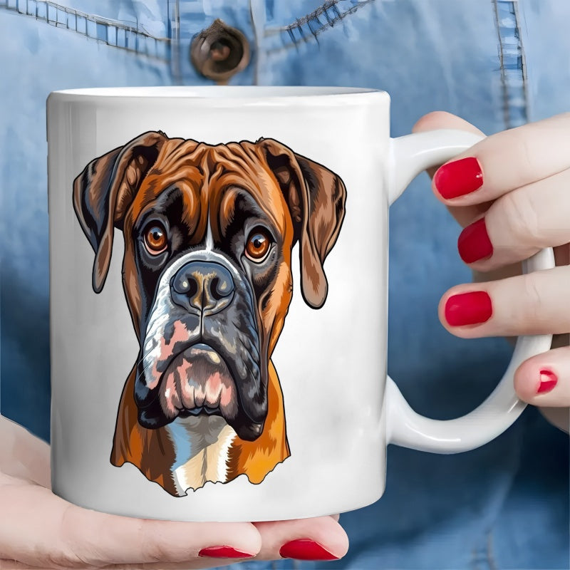 Tailorly White Ceramic 11 oz Mug - Artistic Portrait Of A Stately Brown Boxer Dog With Focused Eyes Boxer