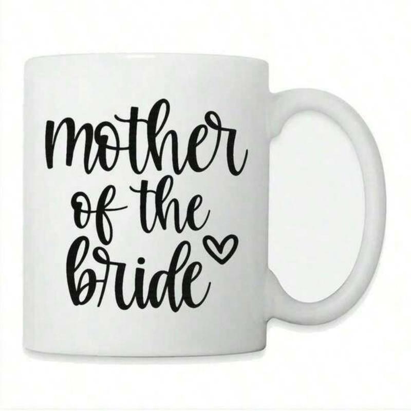 Tailorly White Ceramic 11 oz Mug - Mother Of The Bride Minimalist Script Lettering Accompanied By A Tiny Delicate Sweet Heart Mug