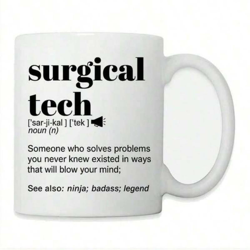 Tailorly White Ceramic 11 oz Mug - Surgical Tech Someone Who Solves Problems Minimalist Bold Black Typography In Dictionary Style Layout Mug