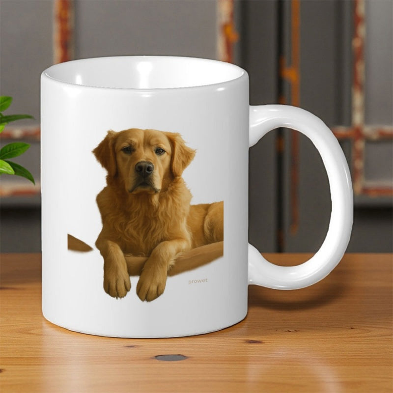 Tailorly White Ceramic 11 oz Mug - Faithful Companion Resting Peacefully With Gentle Expression And Golden Fur Golden Retriever