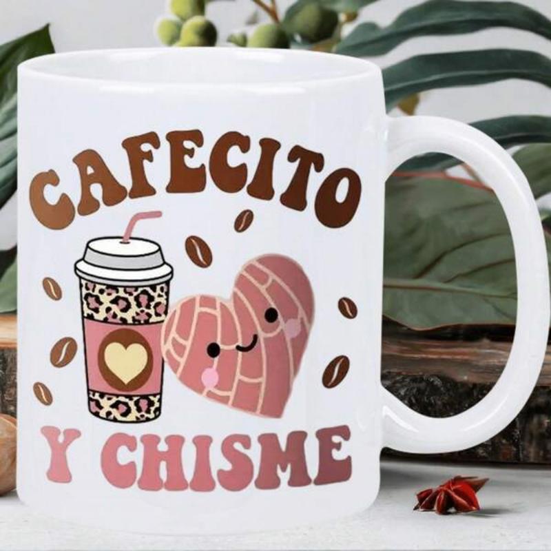 Tailorly White Ceramic 11 oz Mug - Cute Pink Heart Shaped Mexican Sweet Bread Next To Coffee Mug