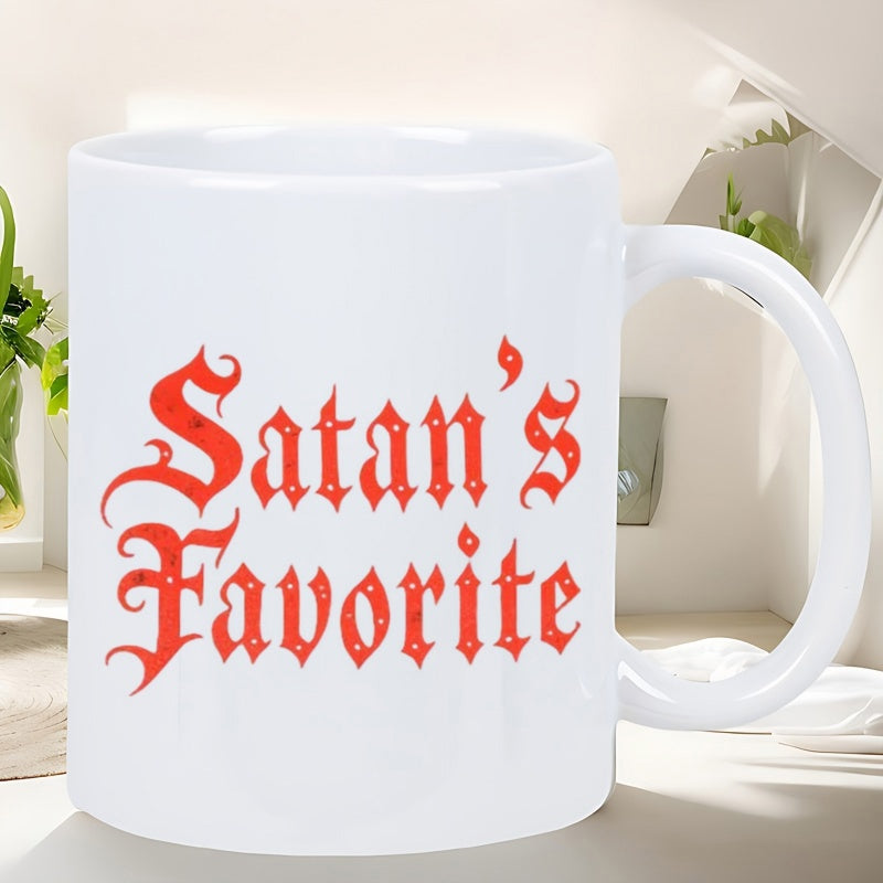 Tailorly White Ceramic 11 oz Mug - Satan's Favorite Polished Featuring Bold Red Gothic Style Lettering Mug