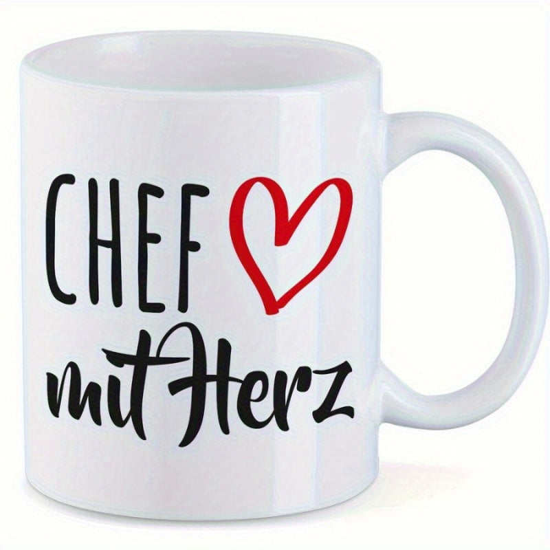 Tailorly White Ceramic 11 oz Mug - Chef Minimalist Red Hand Drawn Heart On Classic