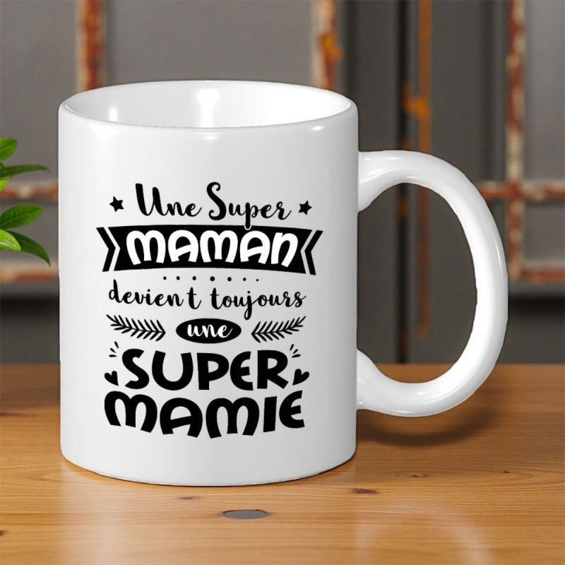 Tailorly White Ceramic 11 oz Mug - Elegant Artistic Decorative Typography With Heart And Star Motifs Ceramic Mug