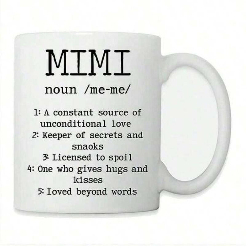 Tailorly White Ceramic 11 oz Mug - Mimi Noun Definition Minimalist Black Ink Typography On A Clean Mug