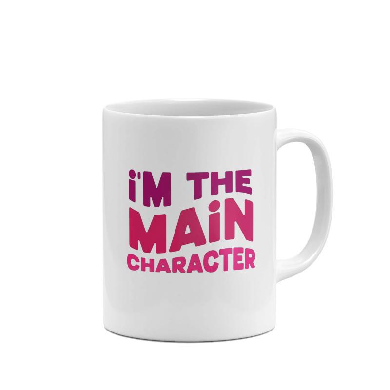 Tailorly White Ceramic 11 oz Mug - I'm The Main Character Vibrant Pink Artistic Text Styled With Playful And Modern Curves Typography