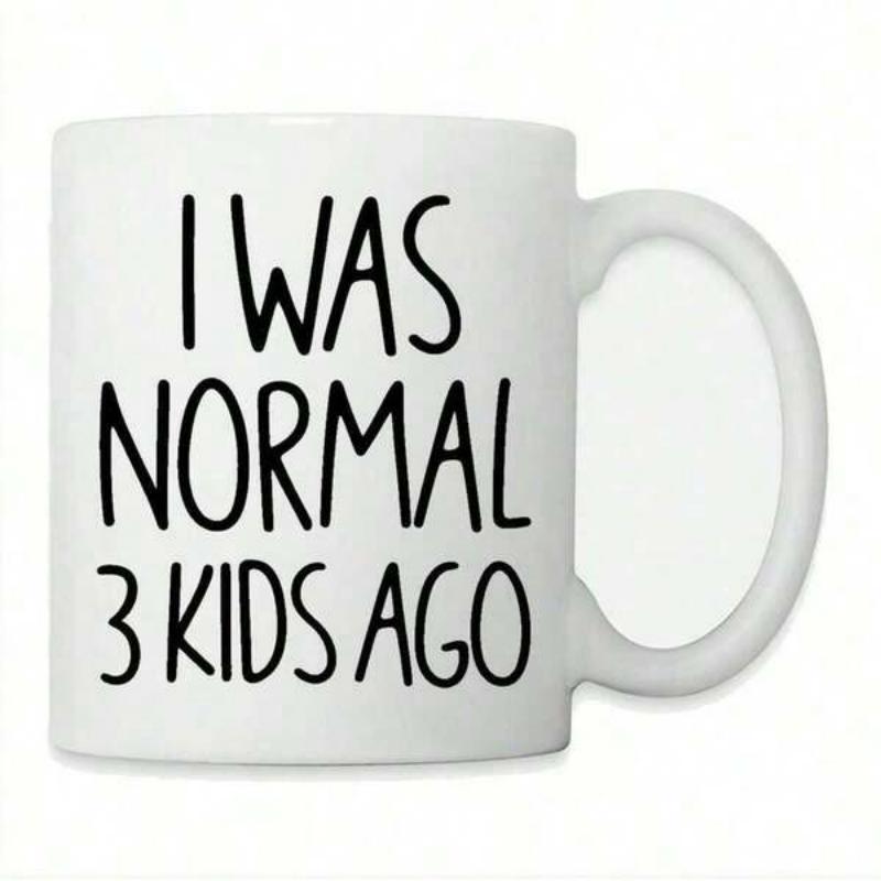 Tailorly White Ceramic 11 oz Mug - I Was Normal 3 Kids Ago Minimalist Black Handwritten Style Lettering On Smooth
