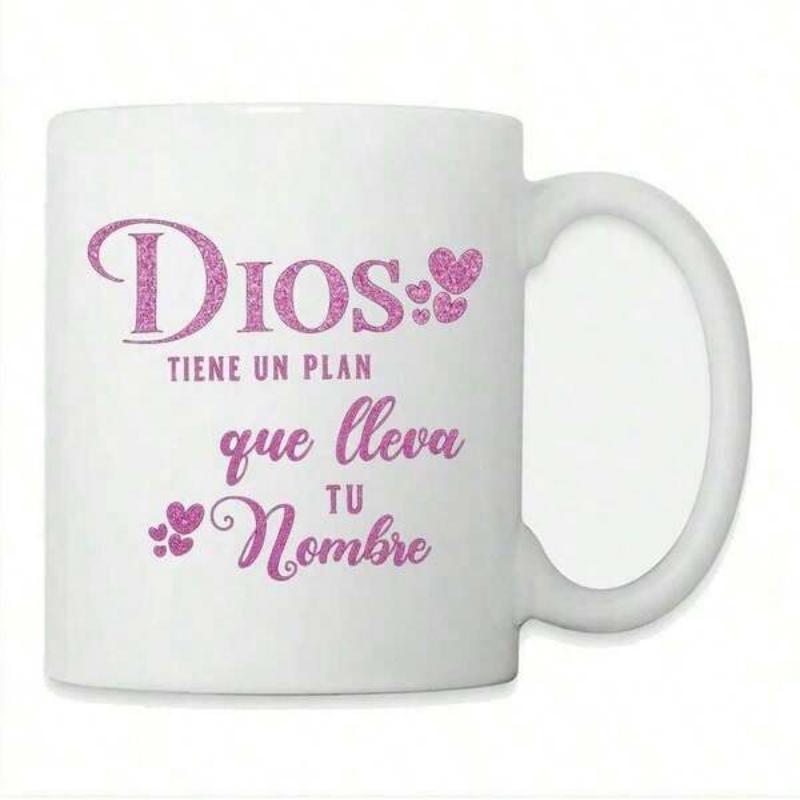 Tailorly White Ceramic 11 oz Mug - Elegant Script Lettering Surrounded By Small Glittering Hearts Under Spiritual Aura Heart