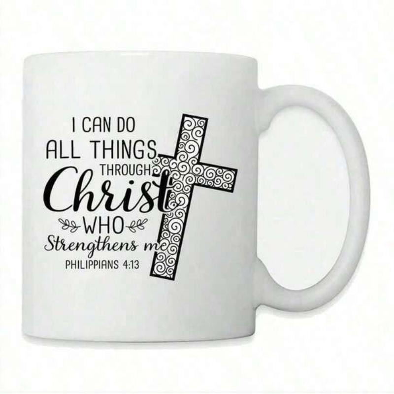 Tailorly White Ceramic 11 oz Mug - I Can Do All Things Through Christ Who Strengthens Me Philippians 413 Ornate Swirl Patterns Decorated On A Classic Christian