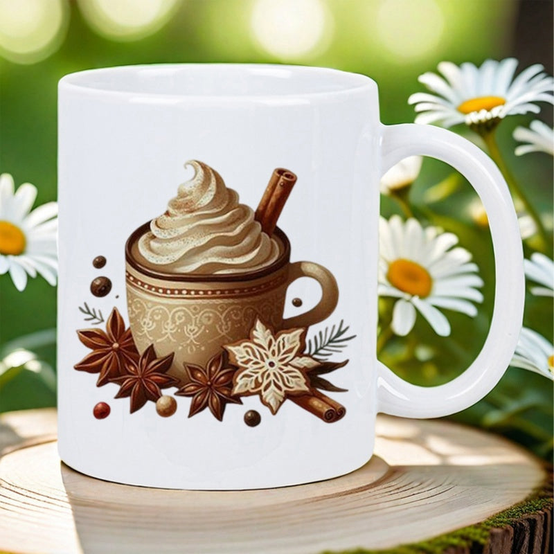 Tailorly White Ceramic 11 oz Mug - Warm Spiced Beverage Surrounded By Cinnamon Sticks And Star Anise Mug