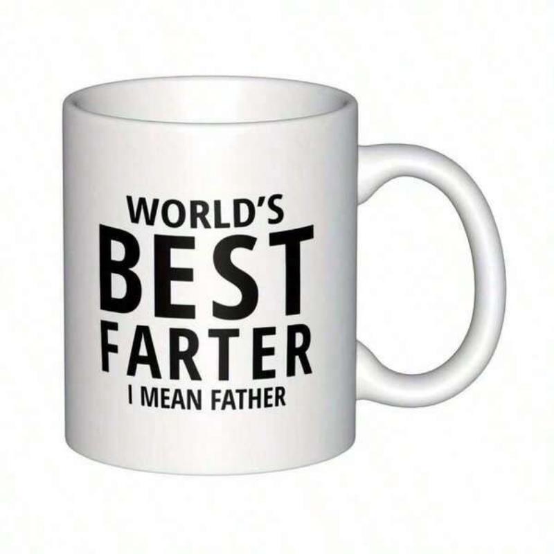 Tailorly White Ceramic 11 oz Mug - Worlds Best Farter I Mean Father Classic Minimalist Ceramic Body With Smooth Finish And Bold Lettering Mug