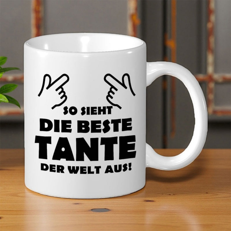 Tailorly White Ceramic 11 oz Mug - Minimalist Black Line Art Of Fingers Pointing Inward On Hands