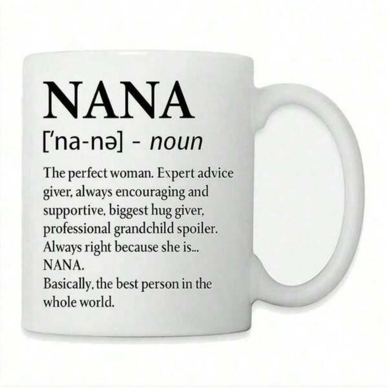 Tailorly White Ceramic 11 oz Mug - Nana Definition Minimalist Black Typography Featuring Dictionary Entry Layout For Beloved Grandmothers Text