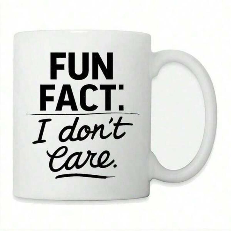 Tailorly White Ceramic 11 oz Mug - Fun Fact I Don't Care Minimalist Bold Typographic Design Featuring Sarcastic Quote Printed Ceramic Mug