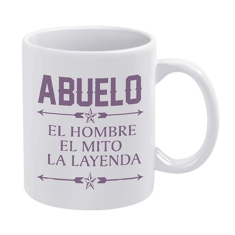 Tailorly White Ceramic 11 oz Mug - Minimalist Symmetrical Arrows With Centered Stars And Vintage Style Text Alignment Arrow