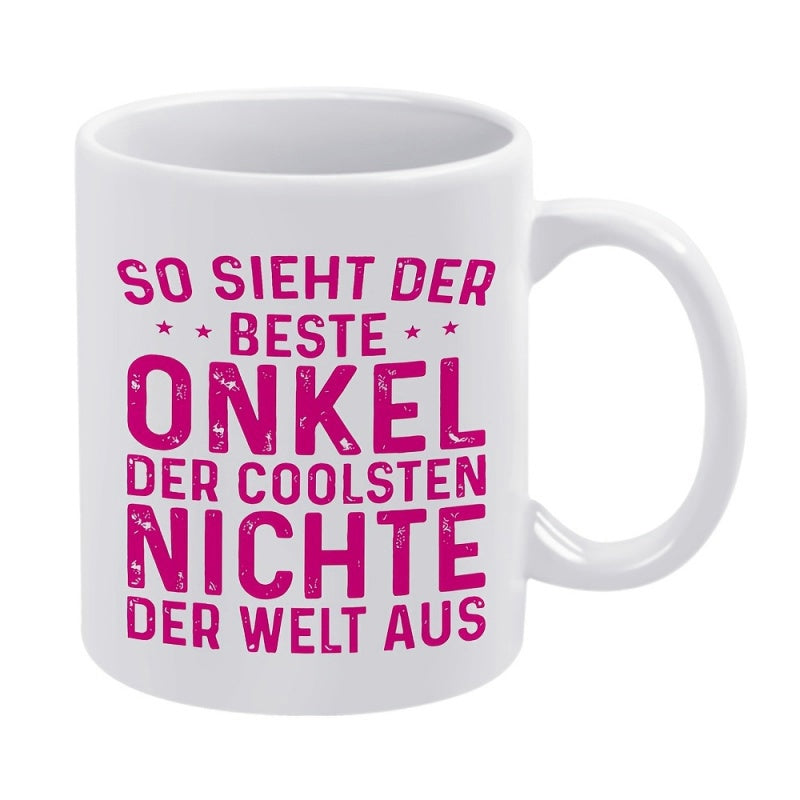 Tailorly White Ceramic 11 oz Mug - Minimalist White Ceramic Vessel With Vibrant Pink Bold Artistic Typography Mug