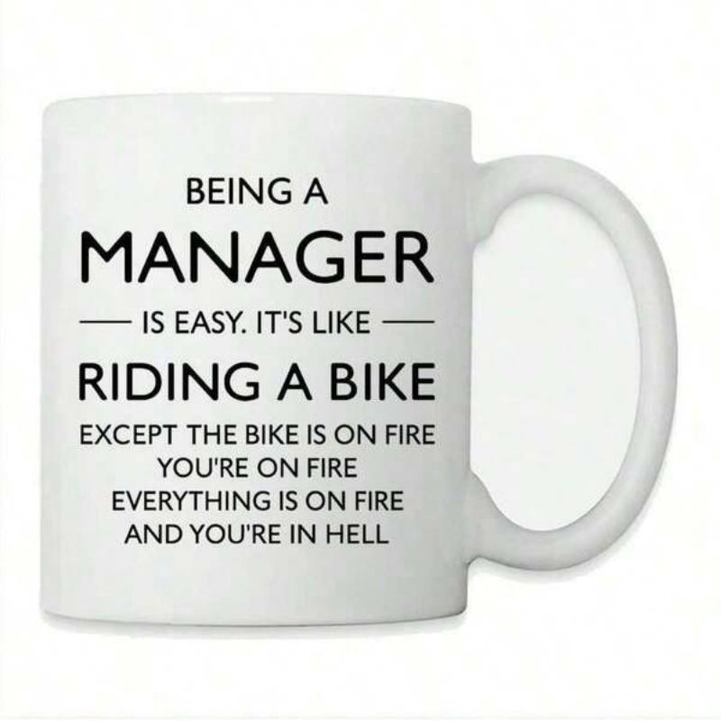 Tailorly White Ceramic 11 oz Mug - Being A Manager Is Easy Minimalist Typography Design On Smooth Featuring Bold Black Lettering Mug