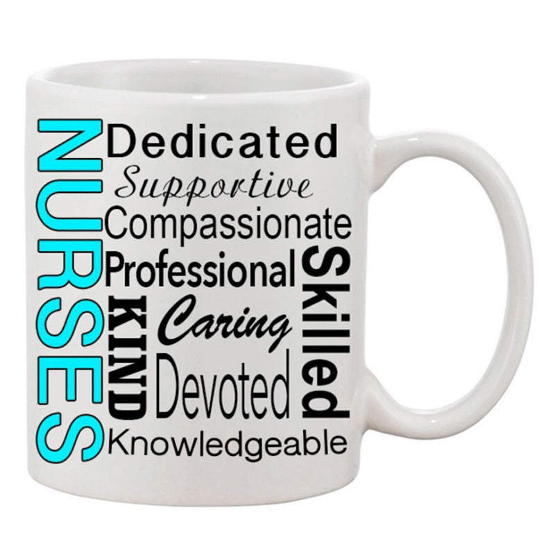 Tailorly White Ceramic 11 oz Mug - Nurses Various Artistic Typography Styles Displaying Appreciative Words For Healthcare Workers Mug