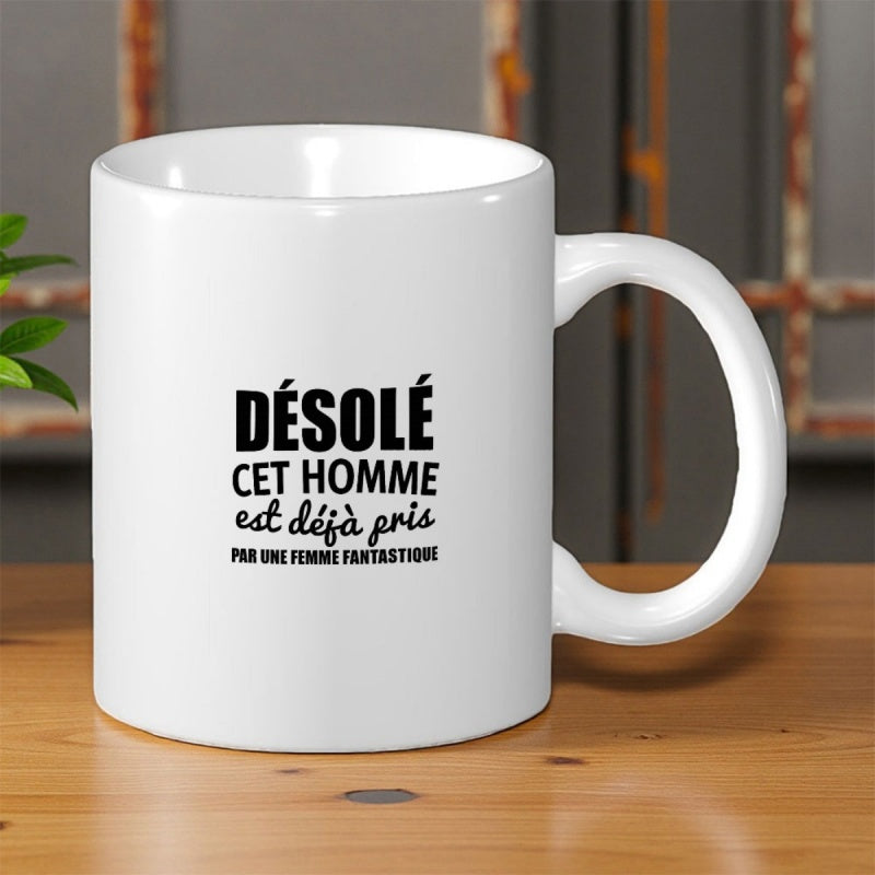 Tailorly White Ceramic 11 oz Mug - Minimalist White Ceramic Vessel With Elegant Black Script Typographic Text Mug