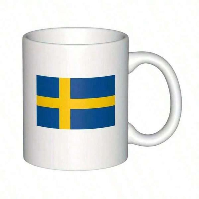 Tailorly White Ceramic 11 oz Mug - Yellow Nordic Cross On Blue Background Representing National Pride Heritage Flag