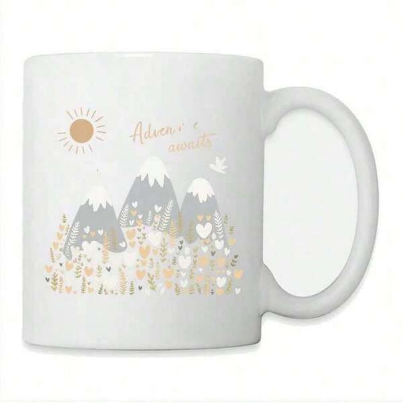 Tailorly White Ceramic 11 oz Mug - Adore Peaceful Snow Capped Peaks Standing Tall Under A Warm Glowing Sun Mountain
