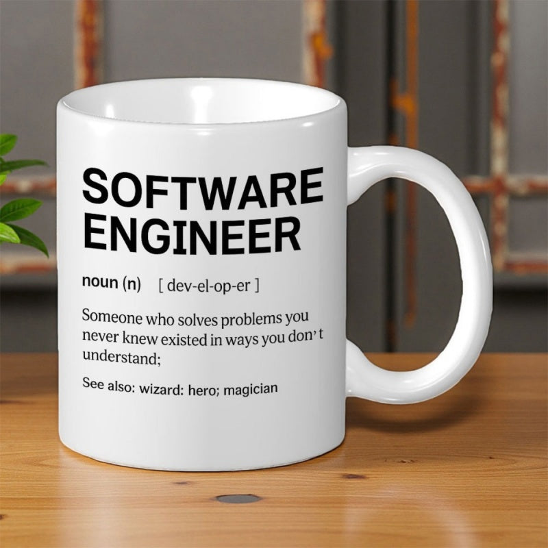 Tailorly White Ceramic 11 oz Mug - Software Engineer Developer Sleek White Ceramic Minimalist Design With Solid Bold Typography Printed Mug