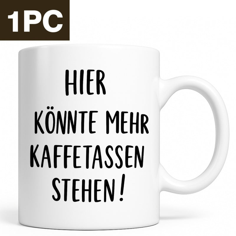 Tailorly White Ceramic 11 oz Mug - Minimalist White Ceramic Vessel With Bold Black Decorative Lettering Script Mug