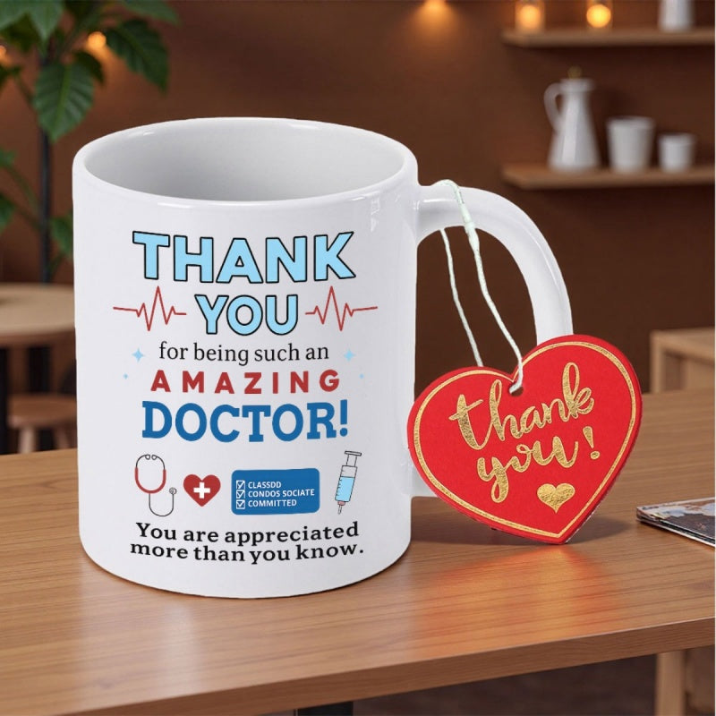 Tailorly White Ceramic 11 oz Mug - Thank You For Being Such An Amazing Doctor You Are Appreciated More Than You Know Professional Heartbeat Line And Medical