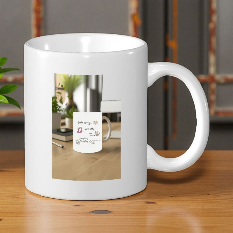 Tailorly White Ceramic 11 oz Mug - Minimalist White Ceramic Kitchenware With Rectangular Photographic Print Scene Mug
