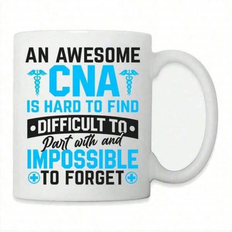 Tailorly White Ceramic 11 oz Mug - An Awesome CNA Is Hard To Find Difficult To Part With And Impossible To Forget Symmetrical Medical Symbols Flanking Bold