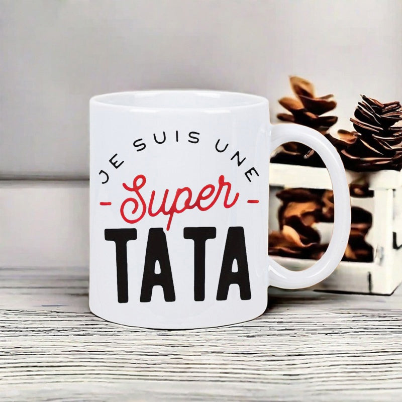 Tailorly White Ceramic 11 oz Mug - Super Elegant With Distinctive Bold And Red Script Lettering Mug